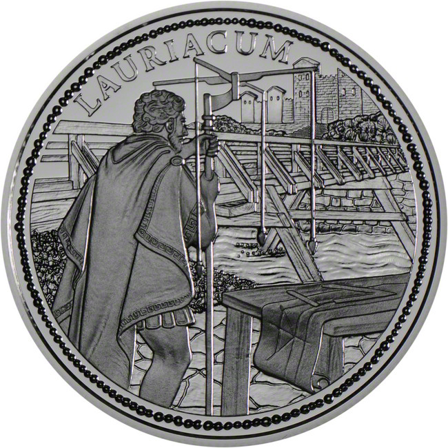 Stříbrná mince Řím na Dunaji - Lauriacum, 18 g stříbra