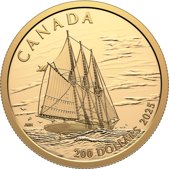 Škuner se třemi stěžněmi 2025, zlatá mince