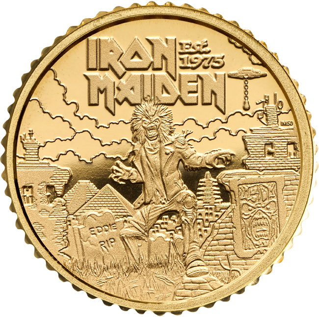 Hudební legendy: Iron Maiden 2025, zlatá mince v etuji