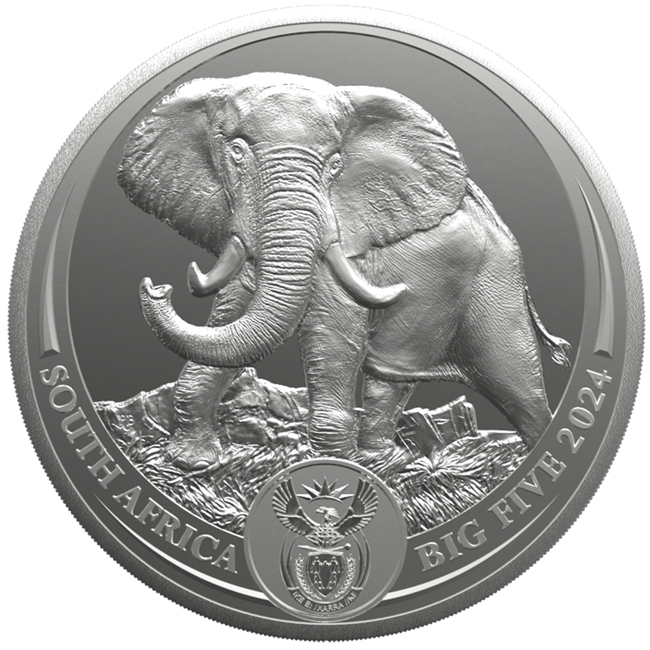 Big Five III - Slon 2024, 5 oz stříbra v etuji