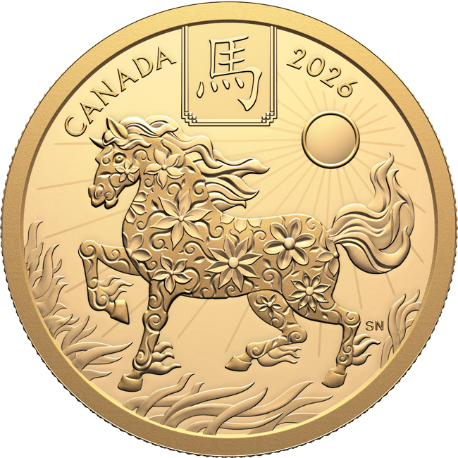 Lunární kůň 2026 - Royal Canadian Mint, 1/2 oz zlata v etuji