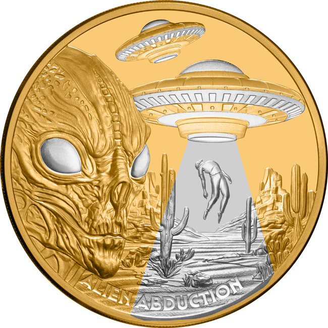 Únos mimozemšťany 2025, zlatá mince v etuji, 1 oz