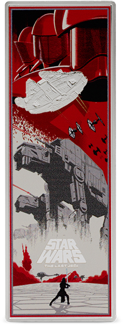 Star Wars: Poslední Jedi, stříbrná obdélníková mince, 3 oz