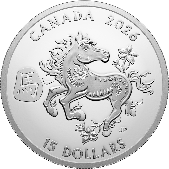Lunární kůň 2026 - Royal Canadian Mint, stříbrná mince v etuji, 1 oz