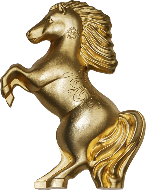 Lunární kůň 2026, Mongolsko, pozlacená stříbrná soška, 1 oz