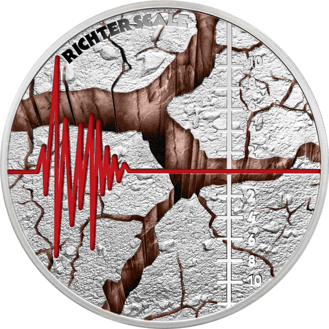 Richterova stupnice 2025, stříbrná mince v etuji, 1 oz
