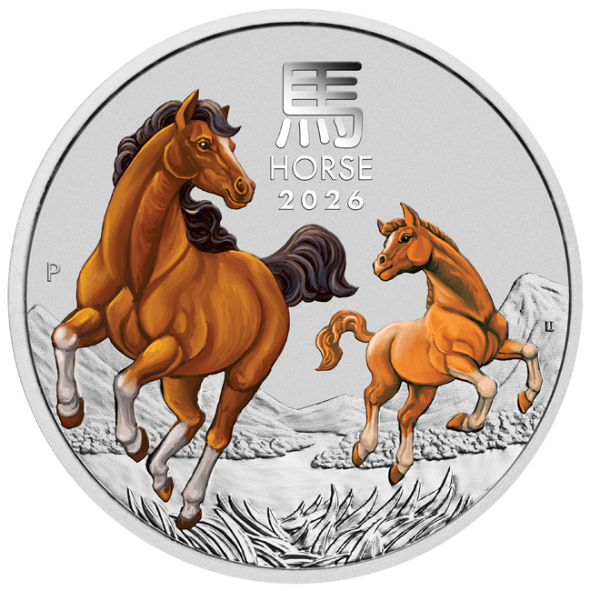 Lunární kůň 2026, Perth Mint, stříbrná mince v etuji, 1 oz