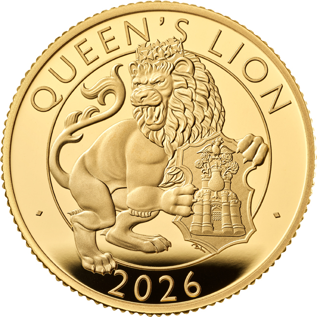 Tudororovská zvířata - Lev 2026, 1/4 oz zlata v etuji
