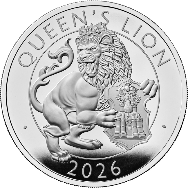 Tudororovská zvířata - Lev 2026, 5 oz stříbra v etuji