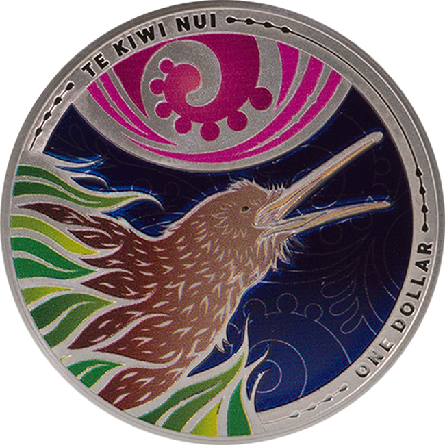 Kiwi 2026 v barvě, stříbrná mince v etuji, 1 oz