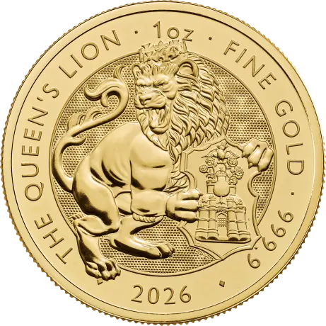 Zlatá minca Tudorovská zvířata Queens Lion 2026, 1&nbsp;oz