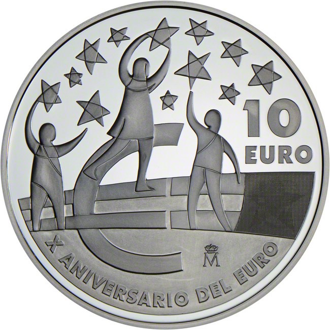 10 Euro Stříbrná mince 10 let Eura PP