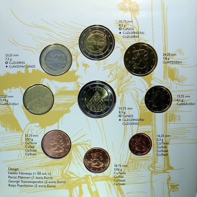 5.88 Euro CuNi kurz set Finsko: 2009 II UN