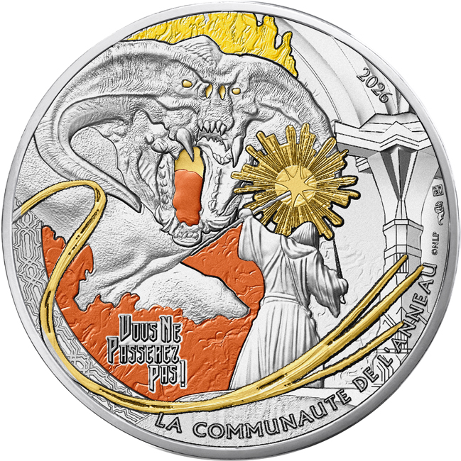 Pán prstenů: Gandalf bojuje proti Balrogovi 2026, stříbrná mince v blistru