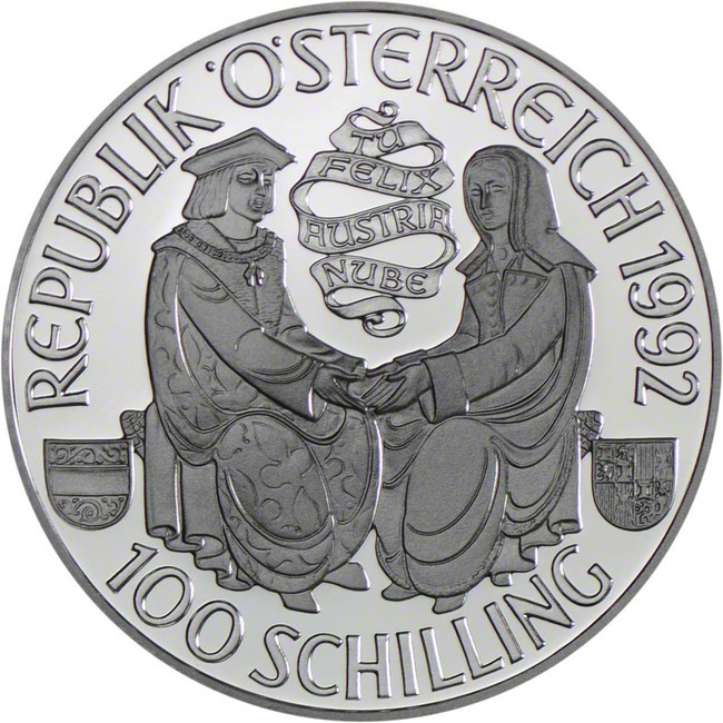 100 Šilinků Stříbrná mince Maximilian I. PP
