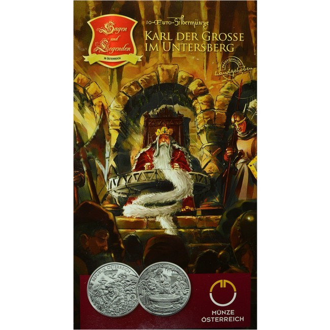 10 Euro Stříbrná mince Karel Veliký v Untersbergu PN