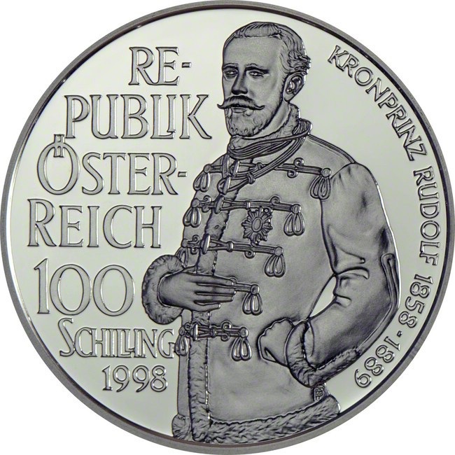 100 Šilinků Stříbrná mince Korunní princ Rudolf PP