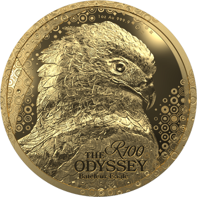 Orlík kejklíř (Bateleur) 2025, zlatá mince v etuji, 1 oz