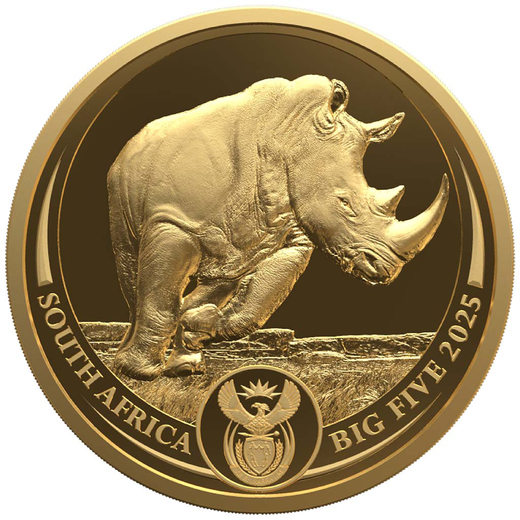Big Five III - Nosorožec 2025, zlatá mince v etuji, 1/4 oz