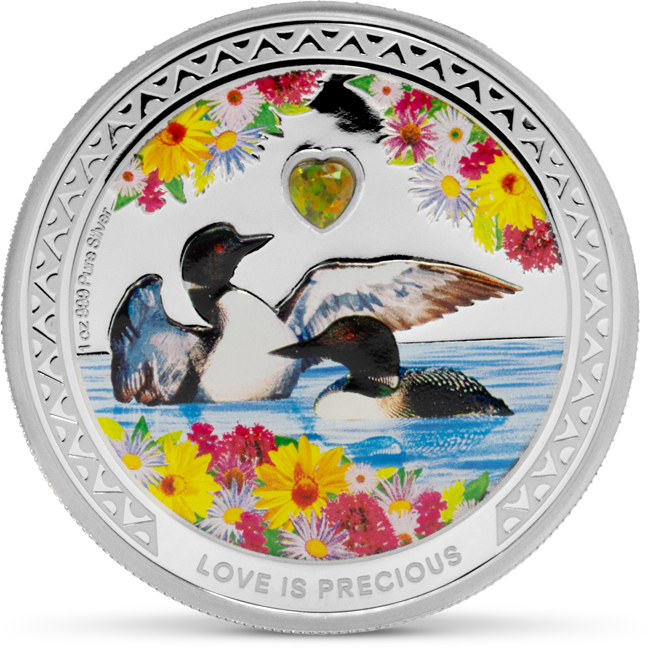 Potáplice lední, 1 oz stříbra v etuji