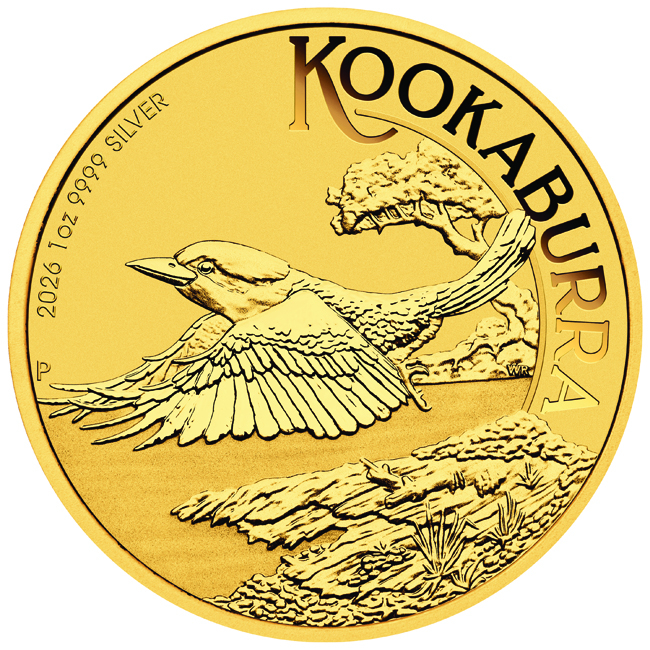 Kookaburra Perth  Stamp - speciální emise 2026, pozlacená stříbrná mince