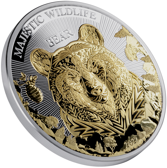 Majestátní divočina: Medvěd 2027, stříbrná mince v etuji, 5 oz