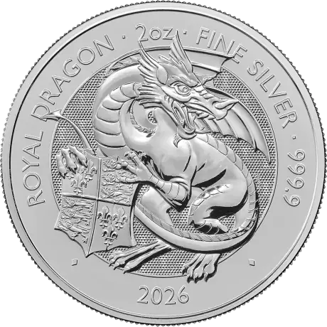 Strieborná minca Tudorovské zvieratá - Kráľovský drak 2026, 2 oz