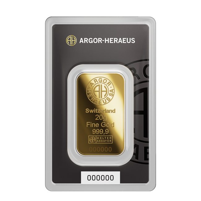 Zlatý zliatok Argor Heraeus 20 g