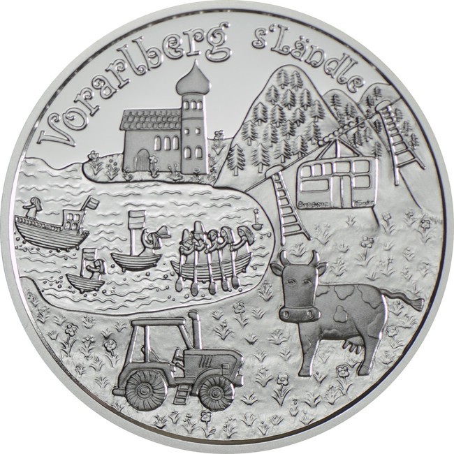 10 Euro Stříbrná mince Vorarlbersko PP